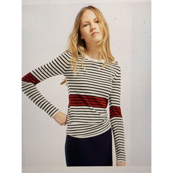 No. 21 Women's Black Red Striped Wool Silk Blend Sweater Size EU 46NWT - Picture 1 of 12
